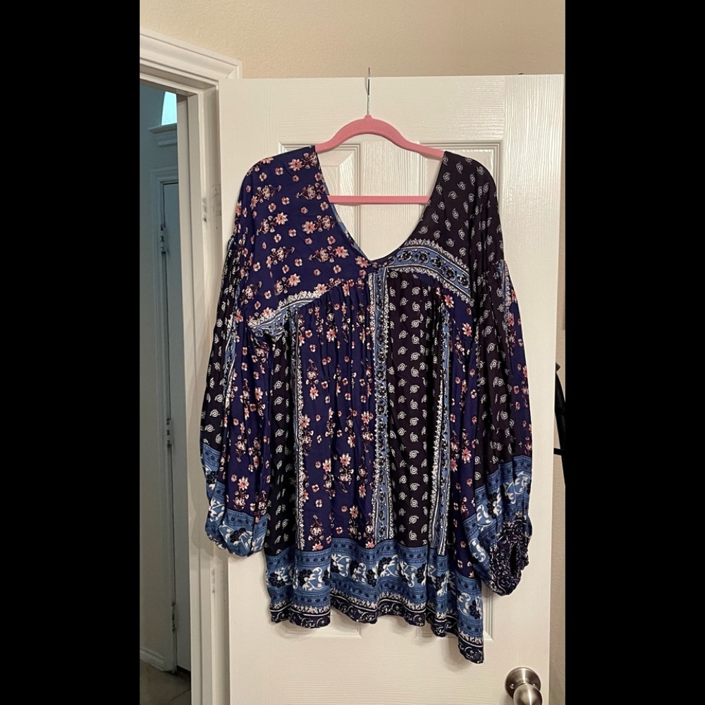Navy floral Dress with bell sleeves